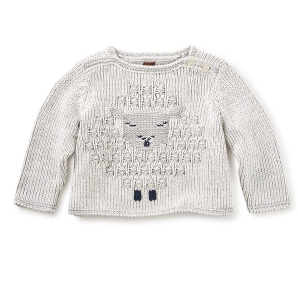Tea Collection Cozy Knit Sheep Sweater - Gray - 9-12 months